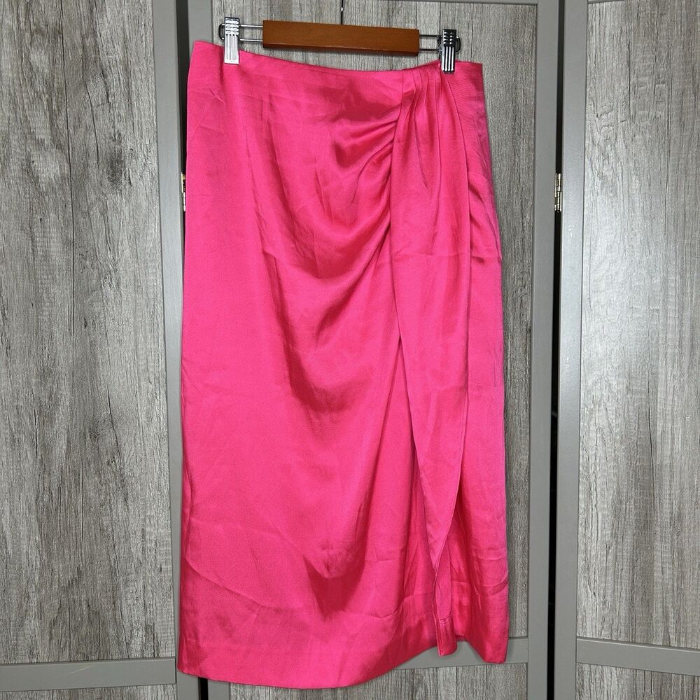 J. Crew Satin Skirt Size 0 Pink Color Slit Elegant Classy Lined